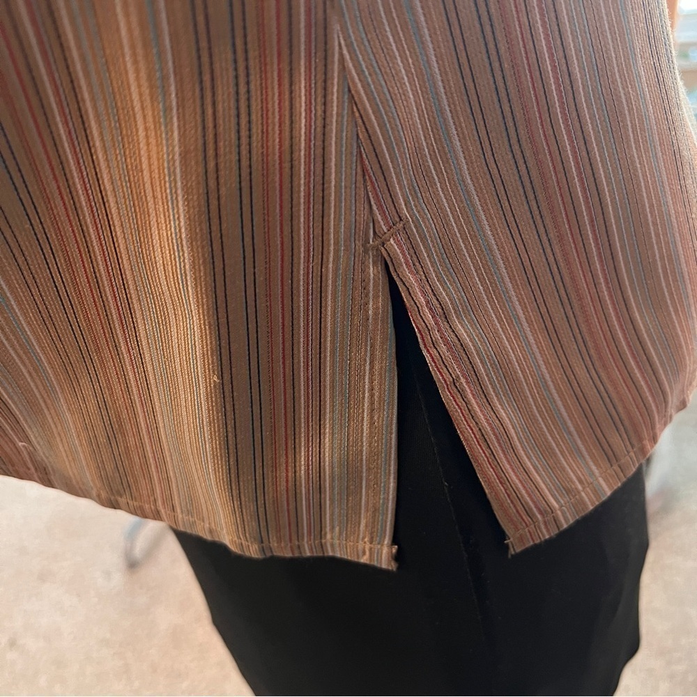 BELIZA Petite Silk Stripe Button Top Blouse M - Picture 5 of 8